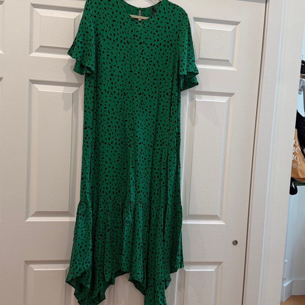 Green Ruffle Hem Dress
